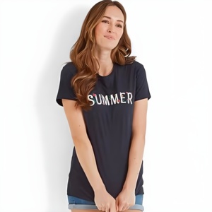 Camiseta Estampada de Moda para Mujer, Cuello Redondo, Manga Corta, Informal, Diseño Gráfico Artístico, Logotipo Personalizado, Colores, Tallas, Marca Privada - Product Image 6