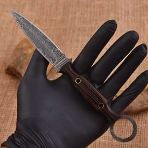 Damascus Steel Skinner Knife With Wood Handle 0.6mm Thickness Hunting Blade Single Edge Outdoor <b>Tool</b> - Product Image 6