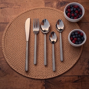 Rose Gold Plated Minimalist Cutlery Set <b>Mirror</b> Finish Long Handle Dishwasher Safe Dinner Spoon Fork Knife - Product Image 3