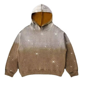 Sweat à capuche personnalisé en polaire avec strass pour homme - Streetwear respirant en mélange de coton de haute qualité - Product Image 1
