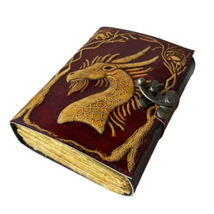 Vintage Dragon Embossed Genuine <b>Leather</b> Journal Yellow Hardcover Travel <b>Diary</b> with Animal Reading Style Mythical Stationery Gift - Product Image 5
