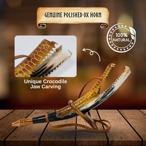 Cor de combat Viking en corne de buffle, poli, moderne, durable, couleur naturelle, instrument de musique, Noël - Product Image 1