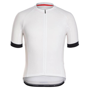 เสื้อจักรยานแขนสั้นสีขาวแบบซิปเต็มตัวสำหรับผู้ชายและผู้หญิง - Product Image 1