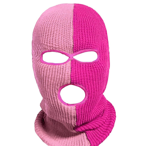 Cagoule tricotée unisexe rose bicolore, masque facial, cache-cou d'hiver pour le ski en extérieur, taille adulte 56-58CM - Product Image 2