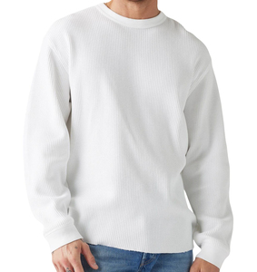 <b>Men's</b> <b>White</b> Waffle Knit Flannel Thermal <b>Long</b> <b>Sleeve</b> O-Neck Casual Sporty Printed Breathable Pullover <b>Shirt</b> SIRIUS SPORTS - Product Image 4