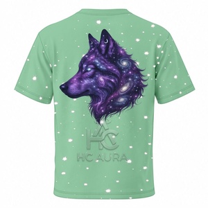 T-shirt unisexe tendance en coton/polyester durable, design loup bleu, manches courtes, disponible maintenant avec logo personnalisé - Product Image 3
