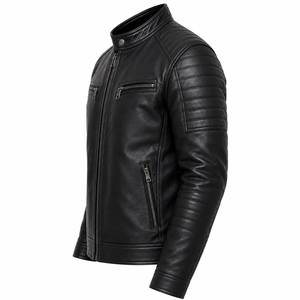 <b>Men</b>’s Classic Black Genuine Leather Biker <b>Jacket</b> – Zip Front Motorcycle <b>Jacket</b> - Product Image 2