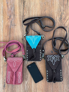 Pochette pour téléphone portable en cuir suédé avec point de démarrage personnalisé sac à bandoulière Western en cuir véritable sac à bandoulière pour téléphone portable pour femmes - Product Image 3