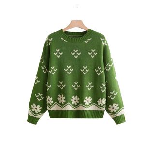 Pull en tricot jacquard à col rond et manches longues en pur coton pour femme, personnalisable, fabriqué au Bangladesh - Product Image 6