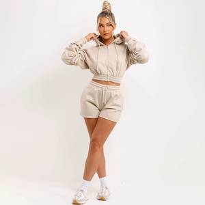 Conjunto Deportivo de Mujer 2026, Ecológico, 100% Algodón, Sudadera con Capucha Corta, Corte Ajustado, Diseño Sólido, Personalizable con Marca Privada - Product Image 4