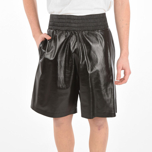 Pantalones Cortos Negros para Hombre, Recubiertos de PU, Cintura Alta, con Cierres Rojos, Cierre de Botón, Estilo Gótico, Material de Spandex y Poliéster - Product Image 1