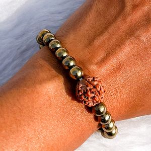 Natural Gemstones Golden Pyrite Stone Bracelet Rudraksha <b>Beads</b> Wholesale Lot Bracelets Women <b>Jewelry</b> Loose <b>Beads</b> Healing Chakra - Product Image 2