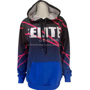 Chaqueta con cremallera de lana de poliéster unisex logotipo personalizado al por mayor Cheer Sudadera con capucha cálida técnica de diamantes de imitación cordón conjuntos personalizados - Product Image 1