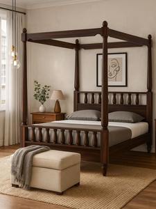 Cama de Plataforma Moderna y Duradera de Madera de Mango, Cama Doble de Madera para Dormitorio, Hogar y Hotel - Product Image 2