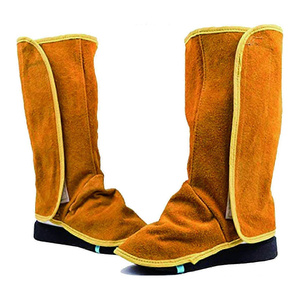 Cowhide Leather Heavy-Duty Welding <b>Boot</b> Shoes <b>Covers</b> Abrasion-Resistant Spats Construction Welders Heat Safety Clothing - Product Image 4