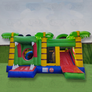 <span class=keywords><strong>Crocodile</strong></span> <span class=keywords><strong>gonflable</strong></span> avec le château plein d'entrain de parcours d'obstacles de glissière d'eau de bouche fonctionnante - Product Image 5