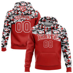 Sudadera con Capucha Personalizada con Bolsillo de Forro Polar Rojo Camuflado, Unisex, con Nombre y Número del Equipo Impresos, Informal, Transpirable - Product Image 6