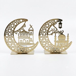 Wholesale Eid Mubarak Wooden Decoration Hollow Moon <b>Star</b> <b>LED</b> Night <b>Light</b> Ramadan Kareem Islamic Home Table Decor Ornaments - Product Image 3
