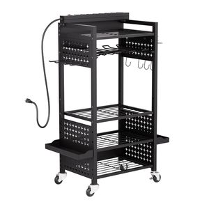 "5-Tier Rolling <b>Tool</b> <b>Cart</b> with 8 AC Outlets Floor Stand Drill Holder Cloth Battery Storage Rack" - Product Image 5