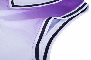 Conjunto de Uniforme de Baloncesto Sublimado Personalizado, Degradado Morado y Blanco, Cuello en V, Sin Mangas, Absorbe la Humedad, Ropa Deportiva Unisex para Adultos - Product Image 5