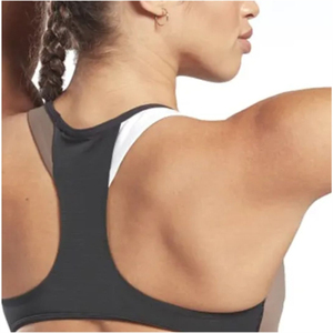 Sujetador deportivo para mujer 2026 al por mayor, con bloques de color, espalda cruzada, cuello redondo, soporte medio, transpirable, para fitness - Product Image 2