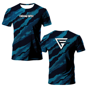 เสื้อยืดตกปลาสีน้ำเงินสำหรับผู้ชาย OEM ผลิตตามสั่ง ผ้ายืด/โพลีเอสเตอร์ พิมพ์ลายปลาดอร์โดดดิจิทัล ระบายอากาศได้ดี UPF 50 เสื้อโพลีเอสเตอร์ 2026 - Product Image 5