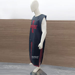 Túnica Negra de Algodón Bordada con la Cruz Templaria Medieval, Hecha a Mano, de Alta Calidad, Disfraz de Cruzado Renacentista para Fiesta de Halloween - Product Image 2