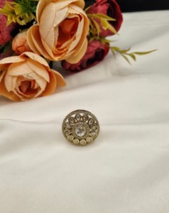 Handcrafted Round Cut Kundan Gemstone Floral Adjustable Ring Ethnic <b>Jewelery</b> For Women Festivals Party Wear Wedding Manufacturer - Product Image 2
