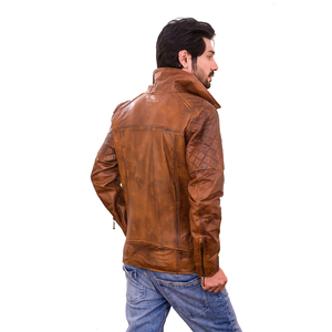 <b>Vintage</b> <b>Biker</b> Motorcycle Leather <b>Jacket</b> Men Genuine Leather Classic Casual Winter Outerwear Wholesale OEM - Product Image 4