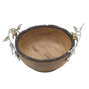 Bols de service ronds en bois personnalisés avec poignée métallique – Vaisselle populaire pour la maison, les mariages et les dîners - Product Image 2