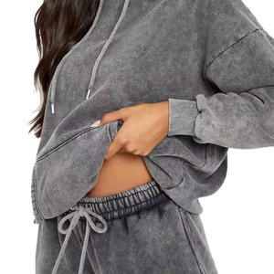Ensemble de survêtement surdimensionné sur mesure pour femme, tendance hiver, chaud, effet délavé, pull à capuche avec pantalon de survêtement longueur cheville - Product Image 6