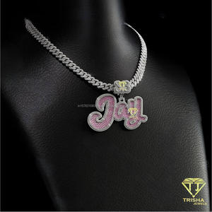 <b>Custom</b> Iced Out 'Jay' <b>Name</b> Moissanite Pendant <b>Necklace</b> 18K Gold Plated Hip Hop Silver GIA Certified Personalized Jewelry - Product Image 4