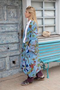 Veste matelassée longue en coton brodée pour femme, motif floral brodé à la main, manches longues, automne-hiver, écologique, mg Fashion - Product Image 5