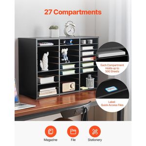 Organizzatore per Ufficio e Casa con 27 Scomparti in Legno, Porta Documenti con Ripiani Rimovibili in Truciolato - Product Image 4