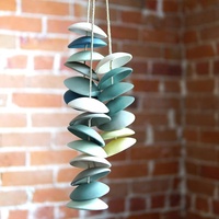 Carillon en céramique émaillée de couleur personnalisée, forme d'oiseau, cloche en céramique, carillon à vent, ensemble de 10 pièces fait à la main pour la maison et le jardin