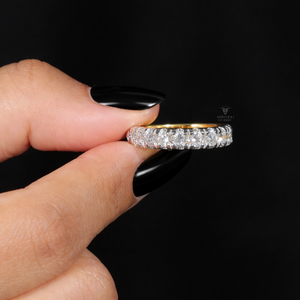 Anillo de Boda de Media Eternidad con Diamantes Cultivados en Laboratorio de 3MM, 0.90 CTW VVS, Chapado en Rodio, Oro Sólido de 14K/18K, Platino 950, Venta al Por Mayor - Product Image 4