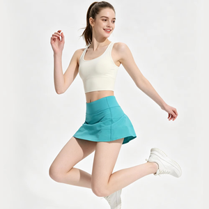 Wholesale High Waisted Tennis <b>Skirt</b> With Built In Shorts Women Plain Quick Dry Breathable Golf Skort Pocket Fitness - Product Image 1