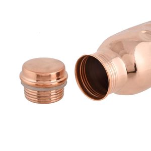 Pure Copper Gold Classic Large Capacity Leakproof Water Bottle 250ml Push-Pull Cap Food Safe Dishwasher Safe Handmade Hammered - Product Image 5