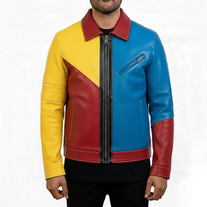 Veste en cuir véritable pour homme, vente en gros OEM, haute qualité, élégante, confortable, pour l'hiver et les activités de plein air, personnalisable, manches longues, logo sur le devant - Product Image 1