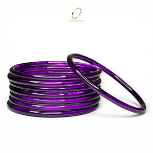 Juego de Brazaletes de Cristal Transparente al por Mayor, Corte Esmeralda Morado, Estilo Kashmiri, para Uso Diario, Bodas y Fiestas, Joyería India - Product Image 2
