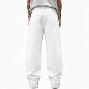 Vaqueros de mezclilla de punto rectos y holgados para hombre, personalizados, ecológicos, con estampado de letras, estilo urbano, casual, lavado medio, para verano - Product Image 3