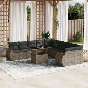 Conjunto de Sofás de Jardín de Mimbre Sintético Gris Resistente al Agua, Muebles de Jardín para Exteriores - Product Image 1