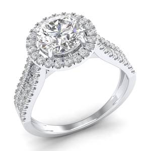 Anillo de compromiso REYES GRA con halo de moissanita de 1.83 quilates, corte brillante redondo, plata de ley 925 certificada, para mujer, joyería fina. - Product Image 2