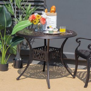 Mesa de Comedor Redonda de 36 Pulgadas para Patio o Terraza con Orificio para Sombrilla, Ideal para Exteriores - Product Image 1