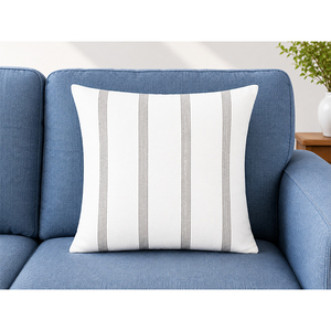 Funda de Cojín a Rayas Teñida con Hilo 100% Lino |   Funda de Almohada Decorativa Premium para Sofá, Cama y Decoración del Hogar - Product Image 1
