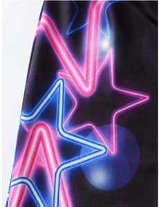 Pantalon évasé taille haute pour femme, imprimé étoiles néon Y2K, respirant, en spandex et polyester, coupe régulière, longueur intégrale, idéal pour l'été - Product Image 6