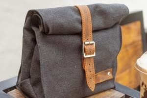 Sac à déjeuner vintage en cuir et toile durable, isotherme, avec fermeture éclair, imperméable, pour transporter les repas, LCLB-0013 - Product Image 4