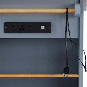 53-Inch Large Kitchen Island Cart 5 Rollable Wheels 5 Openings Drop Leaf Power Outlet Door Internal Kitchen Islands Carts - Product Image 5