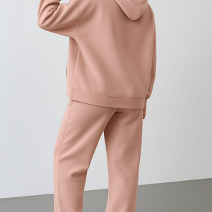 Ensemble de survêtement polaire unisexe personnalisé avec logo, collection 2026, haut de gamme, écologique, grande taille, streetwear, imprimé uni, décontracté, avec sweat à capuche et pantalon de jogging - Product Image 3