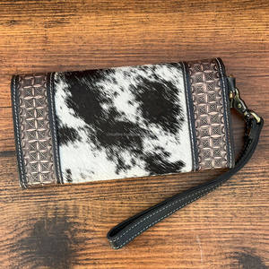 Famoso diseñador de marca de cuero mecanizado a mano para mujer, bolso de mano para pelo en cuero de vaca, tarjeteros de dinero, billeteras de pulsera florales occidentales - Product Image 4